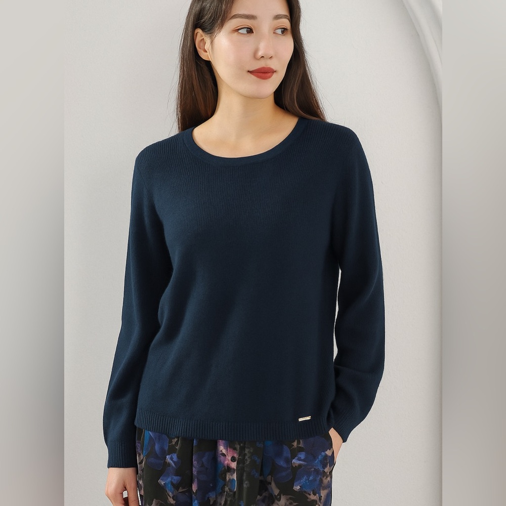 Artsy Dark Academia Sweater Cozy Blue Eclectic blouse Flowy Top Lrg Ellen Tracy